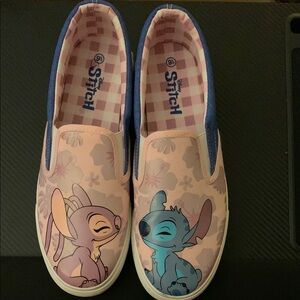 Disney Pink and Blue Sneakers with Hand-Painted Stitch and Angel